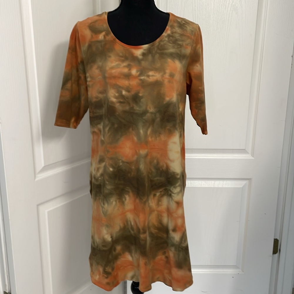 Soft Surroundings Tie Dye short dress tunic size L stretchy layering boho hippie